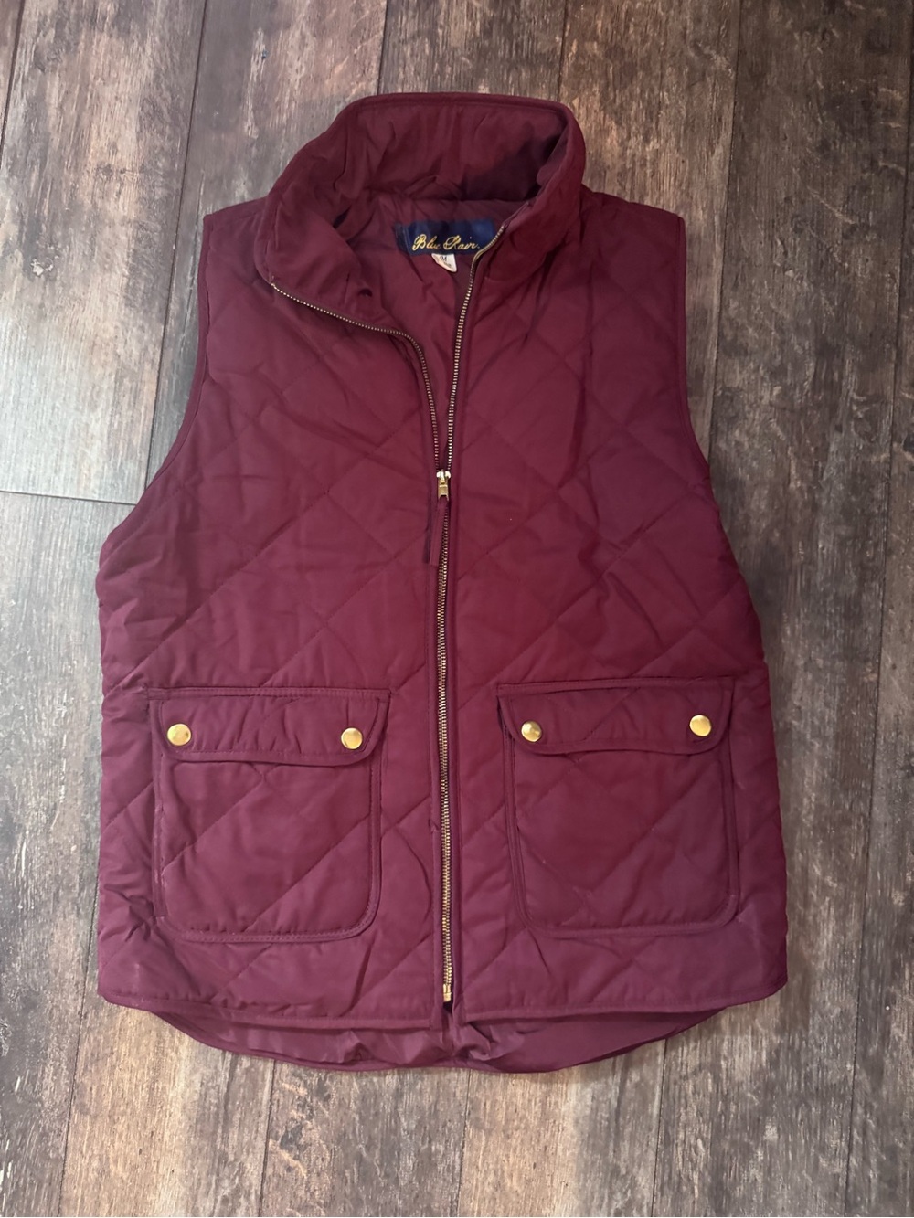 Blue Rain Quilted Wine Red Sleeveless Puffer Vest
